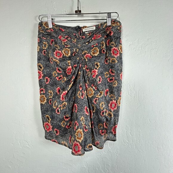 Isabel Marant Étoile Womens Floral Print Ruched Pencil Skirt Size 38 Silk Blend - Picture 1 of 9